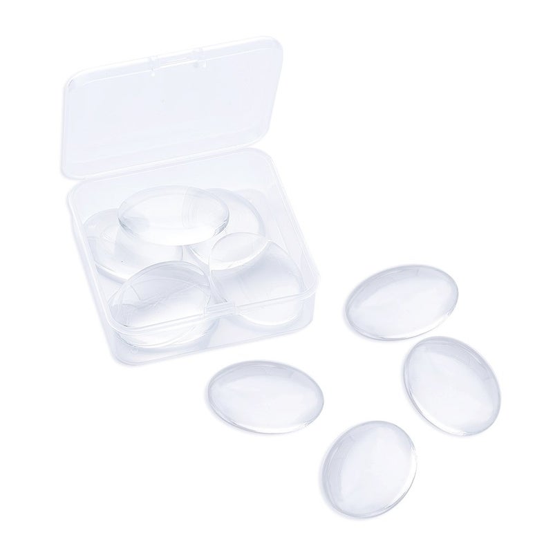 BB Beadthoven Beadthoven 20pcs Oval Clear Glass Dome Tiles - 30x40mm Cabochons for Blank Bezel Trays, Photo Cameo Pendant DIY Craft Jewelry Making - Image 1